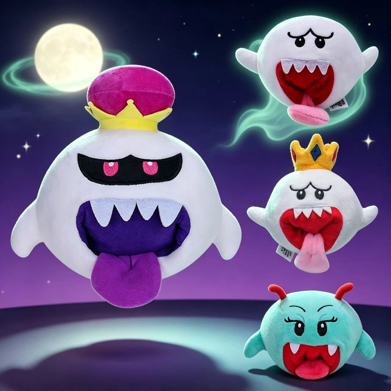 Peluche de Fantasma King Boo, Juguete de Peluche Suave, Muñeco Fantasma Coronado, Personaje de Videojuego, Coleccionable de Halloween, Regalo de Navidad