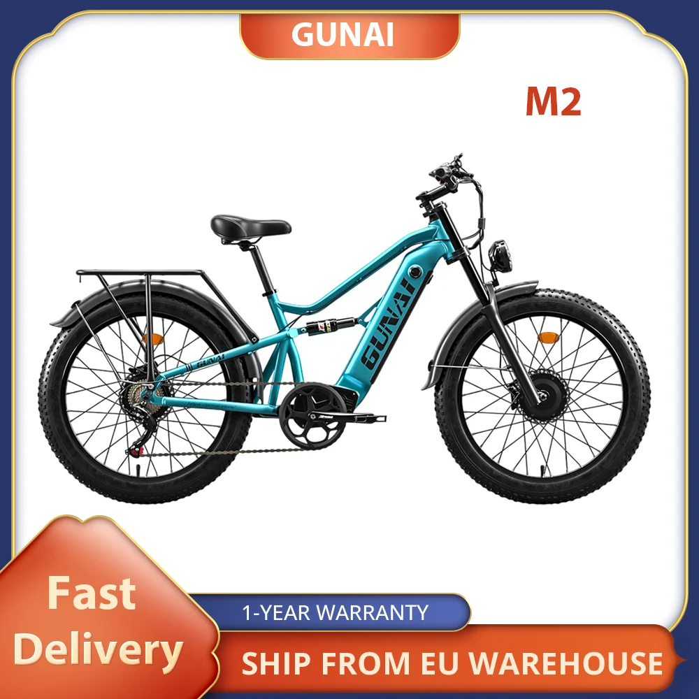 GUNAI-M2 Electric Bike, 2*750W Motor, 48V 17.5AH Battery, 26*4.0 Inch Tires, 60km/h Max Speed, 55km Range, Hydraulic Disc Brake