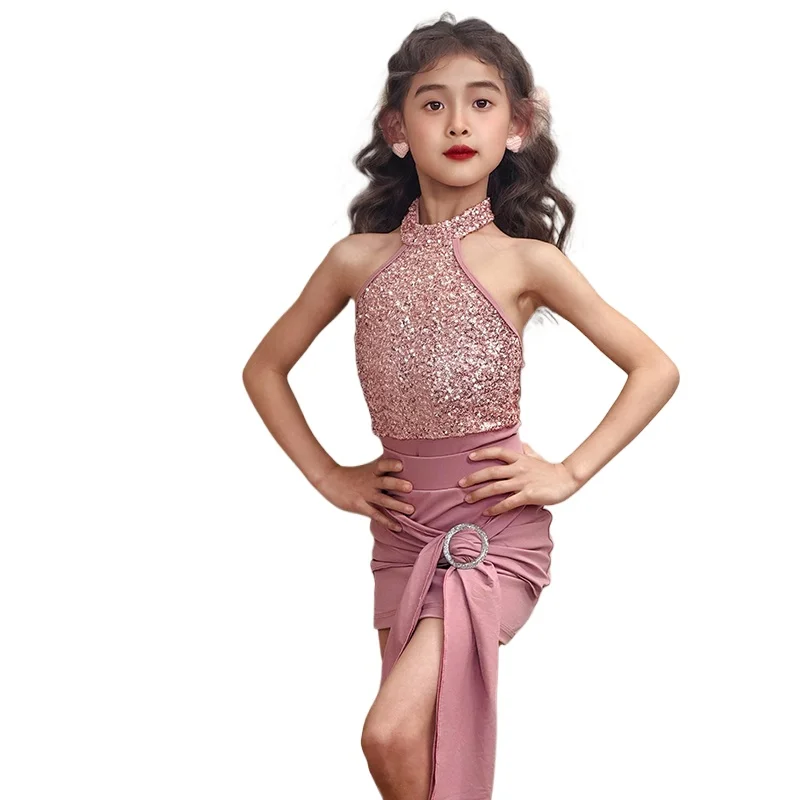 

Girls' Latin dance suit 2025 new high-end children's practice suit spring and summer children's performance suit set dance skirt