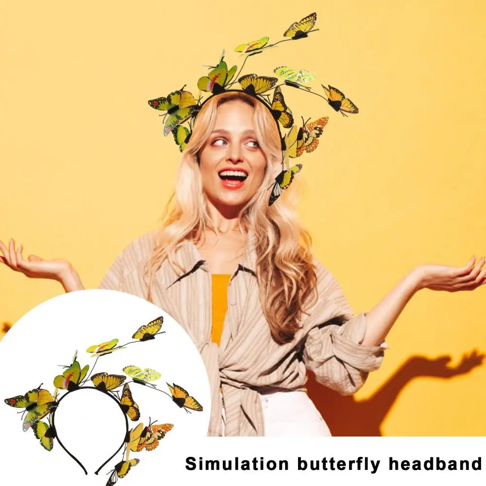 ที่คาดผมทำจากเรซินของผู้หญิงที่สวยงามที่รัดผมผีเสื้อสีสันสดใสสำหรับปาร์ตี้โบฮีเมียน