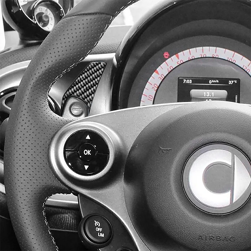 Engranaje de palanca de cambios de fibra de carbono para Smart Fortwo 451 Forfour 453, extensión de volante de coche eléctrico, paletas interiores