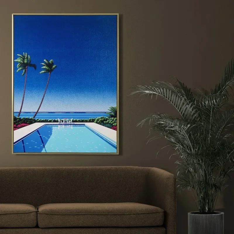 Affiche de paysage de piscine d'été d'artiste japonais Hiroshi Nagai, peinture sur toile moderne, art mural pour le salon, décoration de la maison