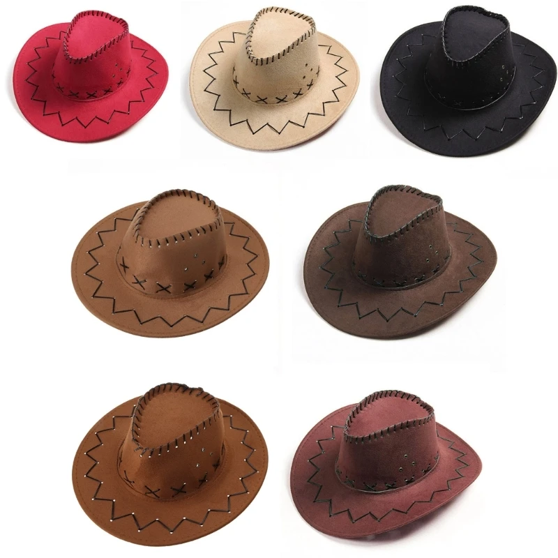 

Fashion Cowboy Hat for Kids Party Straw Hat Suede Fabric for Sun Hat Children Western Cowboy Hat for Boys