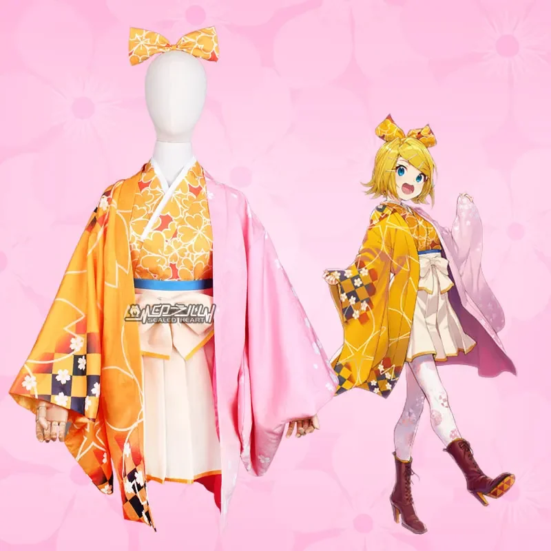 Game PJSK Rin Len Cosplay Costume Japanese Kimono Fancy Party Suit Anime Clothing Halloween Carnival Uniforms Custom Made