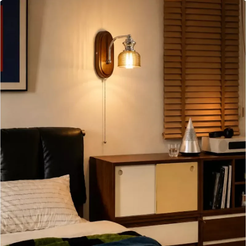 Vintage French Style Wall Sconce Medieval Design Glass Shade Bedroom Bedside Lighting Modern Minimalist Hallway Decor Lamp