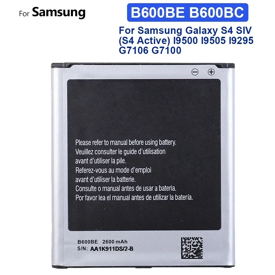 

B600BC B600BE B600BK Mobile Phone Battery For Samsung GALAXY S4 I9500 I9502 i9295 GT-I9505 I9508 I959 i337 i545 i959 2600mAh