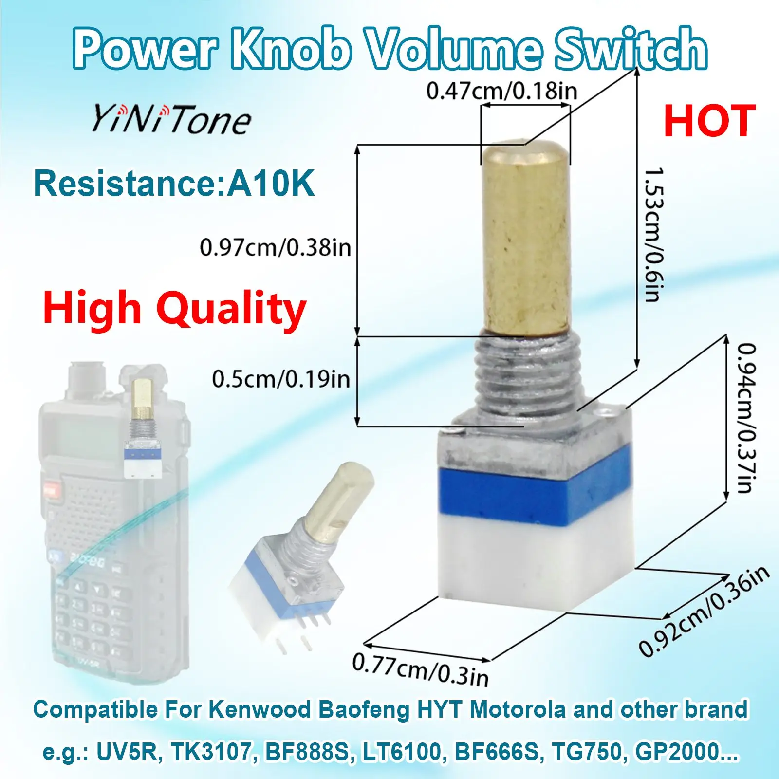 Two Ways Radio Power Knob Volume Switch  for Motorola Baofeng UV5R Kenwood TK3107 Walkie Talkie Repair Internal Control Parts