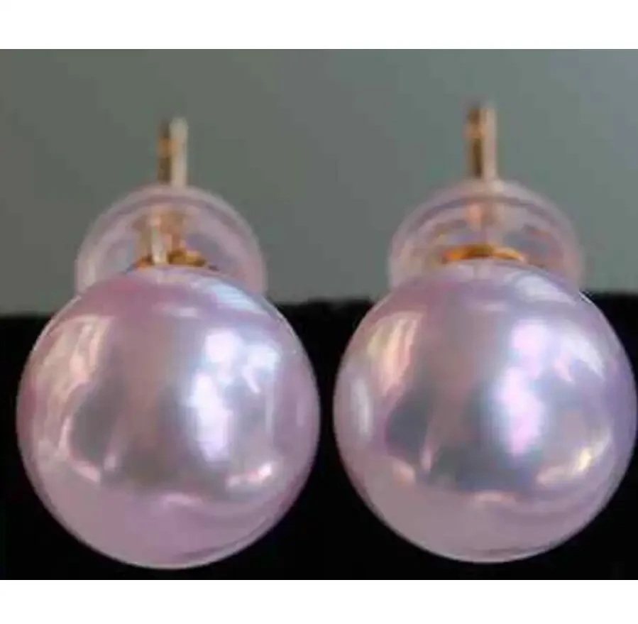 

round top quality AAA 8-9mm natural Akoya white pearl earrings 18