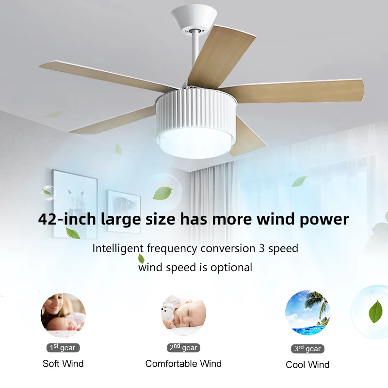 Morden Design Decorative Remote Control Three Plywood Blades Electric Led Ceiling Fan With Light