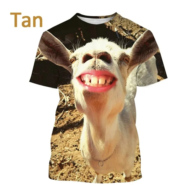 3D hayvan keçi baskılı T Shirt koyun grafik kısa kollu çocuk moda komik Tee gömlek Unisex yaz giyim t-shirt üst