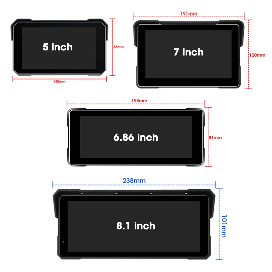 Portable Motorcycle Carplay Screen GPS Navigation IPX7 Waterproof Wireless Android Auto Moto Monitor Dual Bluetooth Touch Screen