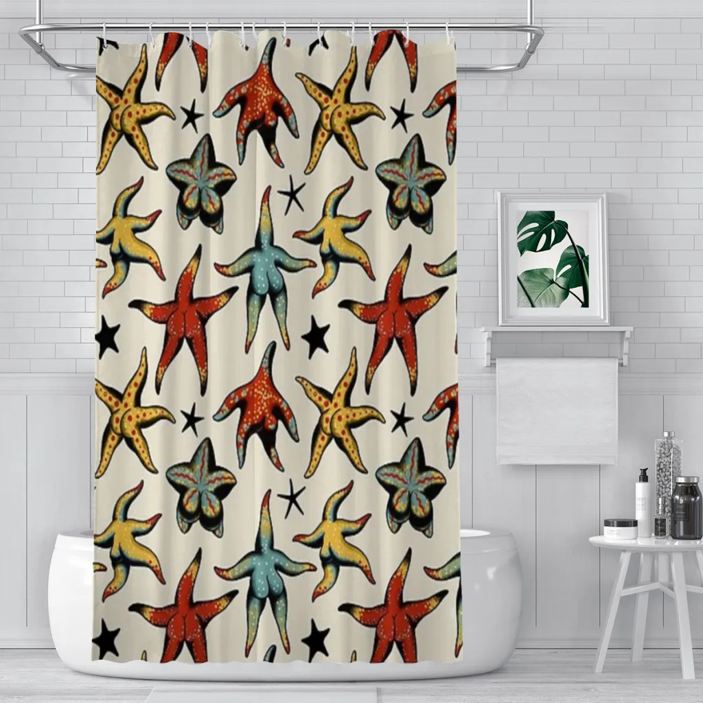 Starfish booty tattoo flash Shower curtain Bathroom decor Modern household Curtain Festival gift