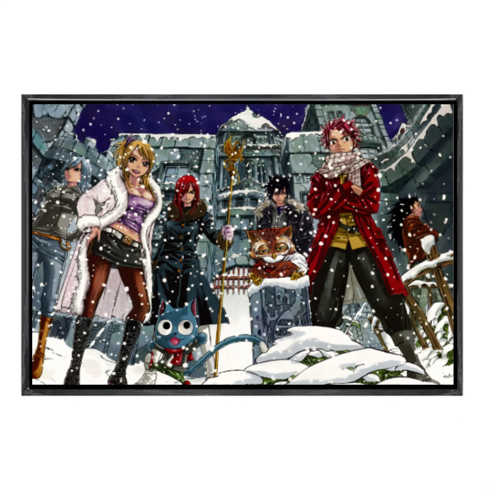 

Японская манга, многоразмерный холст, постер в двойной рамке, настенное искусство, сказочный хвост, домашний декор для гостиной, спальни