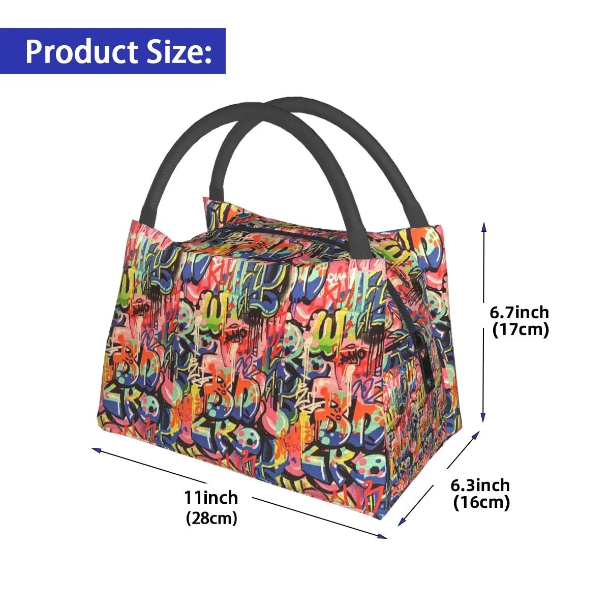 Urban Pattern Hip Hop Graffiti Street Art Insulated Lunch Bag for School Picnic Storage Food Boxes Cooler Thermal Lunch Box Tote