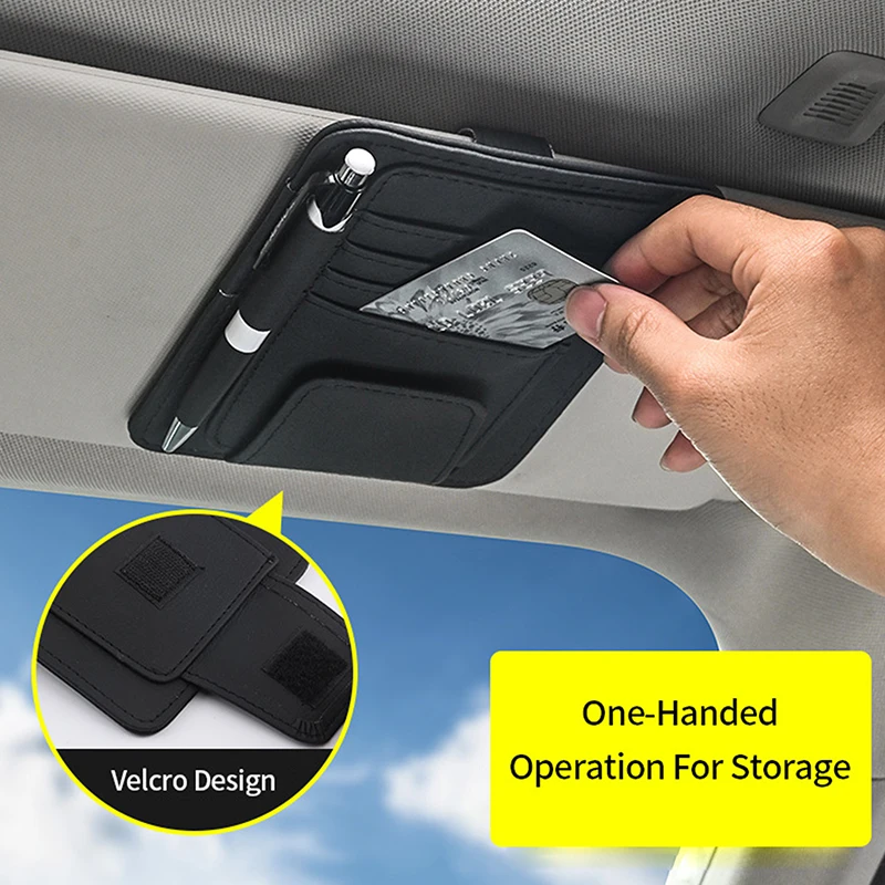 Car Sun Visor Organizer Multi-Pocket Business Card Storage Management Sunglasses Holder Visor Accessories Auto Interior