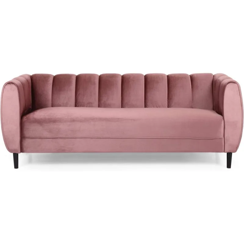 Knight Home Miranda Velvet 3 Seater Sofa, Blush, Dark Brown