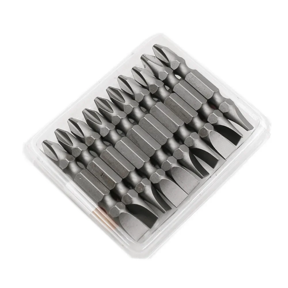 Magnetic Double Head Screwdriver Bits, Cruz Slot Broca, Chave de fenda elétrica Bits, PH2, 6mm, métrica, 50mm, 65mm, 100mm, 150mm, 200mm, 10Pcs