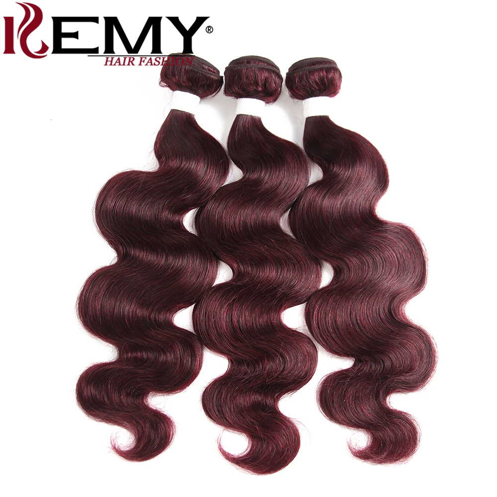 Onda do corpo Cabelo Humano Pacotes Com Frontal RedWine 99J/Borgonha Colorido Cabelo Weave Bundles Com Fechamento Cabelo Remy Brasileiro