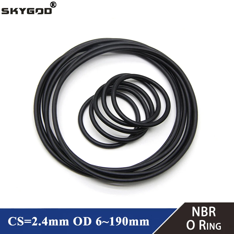 

10Pcs NBR O Ring Seal Gasket Thickness CS 2.4mm OD 6~190mm Nitrile Butadiene Rubber Spacer Oil Resistance Washer Round Shape