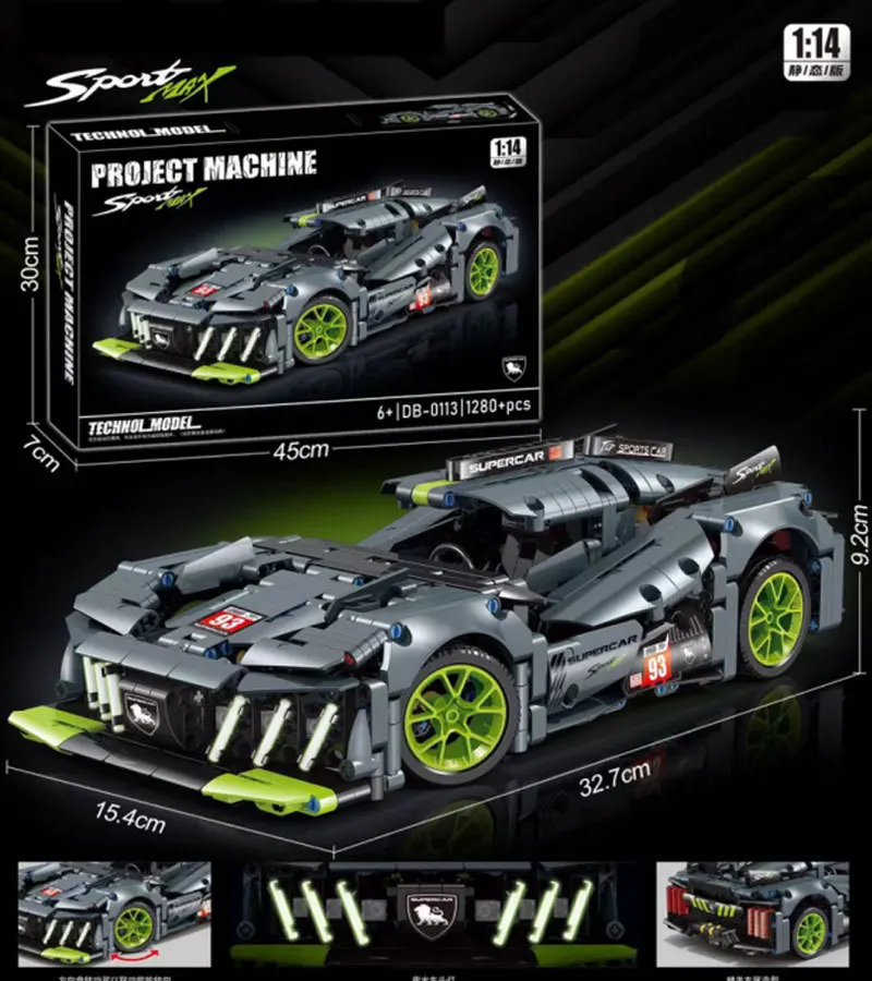 

2023 NEW Technical Peugeoted 9X8 Mans Hybrid Hypercar Super Racing Car 1280Pcs Building Blocks Brick Boy Adult Gift