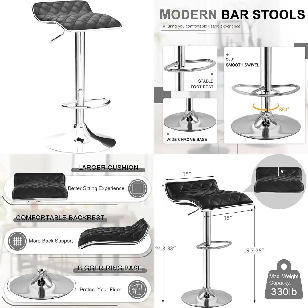 

Pair of Adjustable Bar Stools, Ideal for Kitchen Counter or Bar Height Seating
