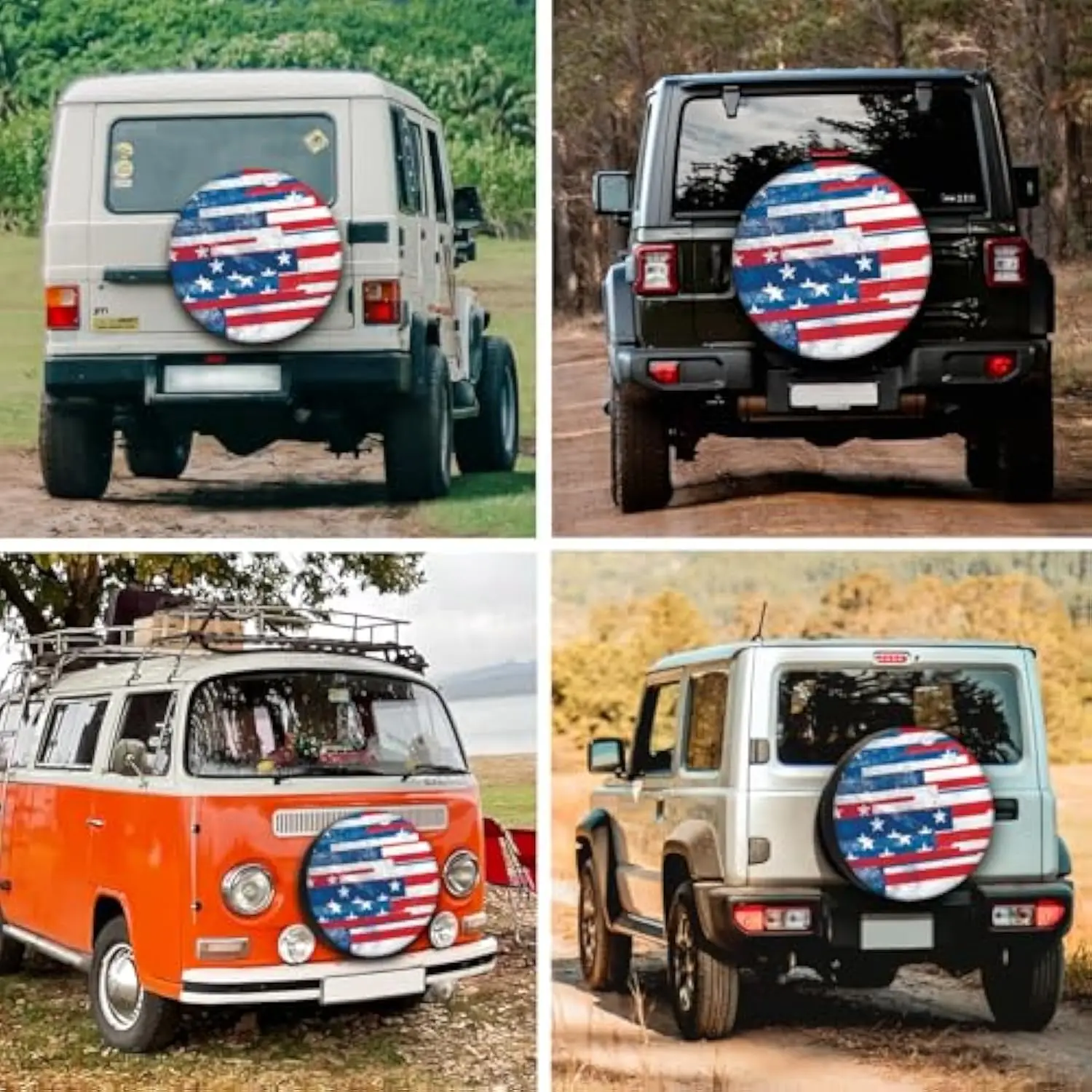 غطاء إطار العلم الأمريكي المتعثر لواقي العجلات الاحتياطية لمقطورة RV SUV مقاوم للعوامل الجوية مقاس 16 بوصة #3