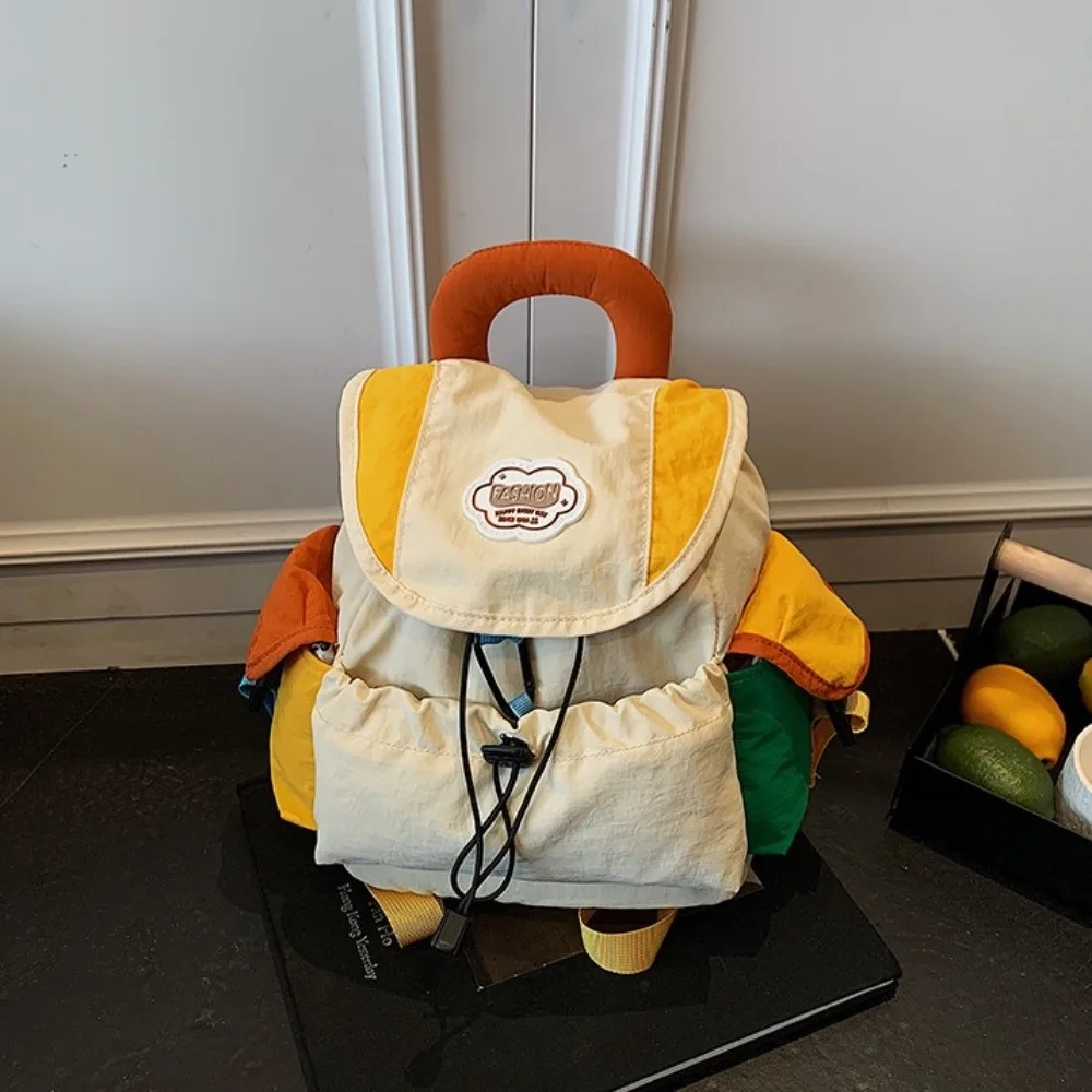 Cor combinando 2 tamanhos sacos pai-filho estilo coreano grande capacidade cordão mochila náilon multi-bolso estudantes