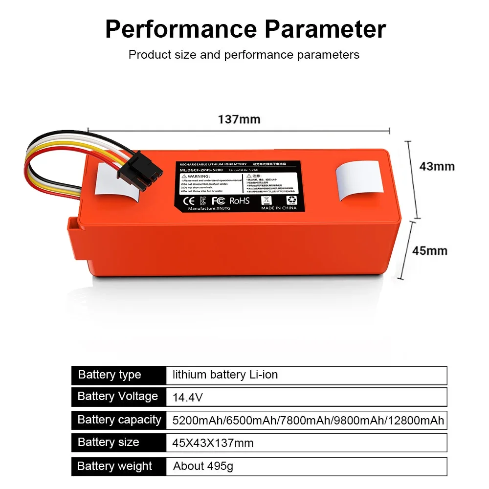 Imagem -04 - Bateria de Substituição para Xiaomi Roborock Original Brr2p4s5200d S55 S60 S65 S50 S51 s5 Max s6 14.4v Pcs