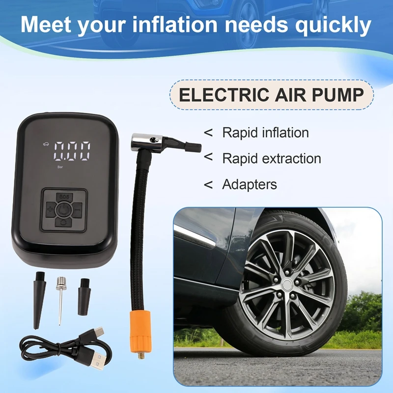 Portable Car Air Pump USB Charging Wireless Intelligent Digital Display Tire Inflator Electric Tire Inflator