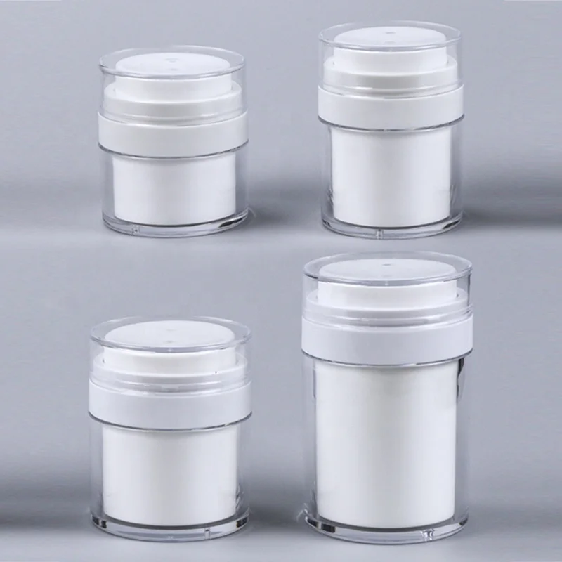 Luxury 15g 30g 50g 100g Personal Care Cream white Airless Jar Plastic Airless bottle jar refillable cosmetic airless pump jar