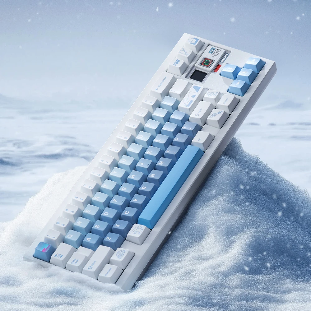 FBB Keycaps Polar Bear PBT Keycap مجموعة التسامي للوحات المفاتيح الميكانيكية 60%، 75%، 80%، 96%، 100% ملحقات ألعاب الكمبيوتر الشخصي