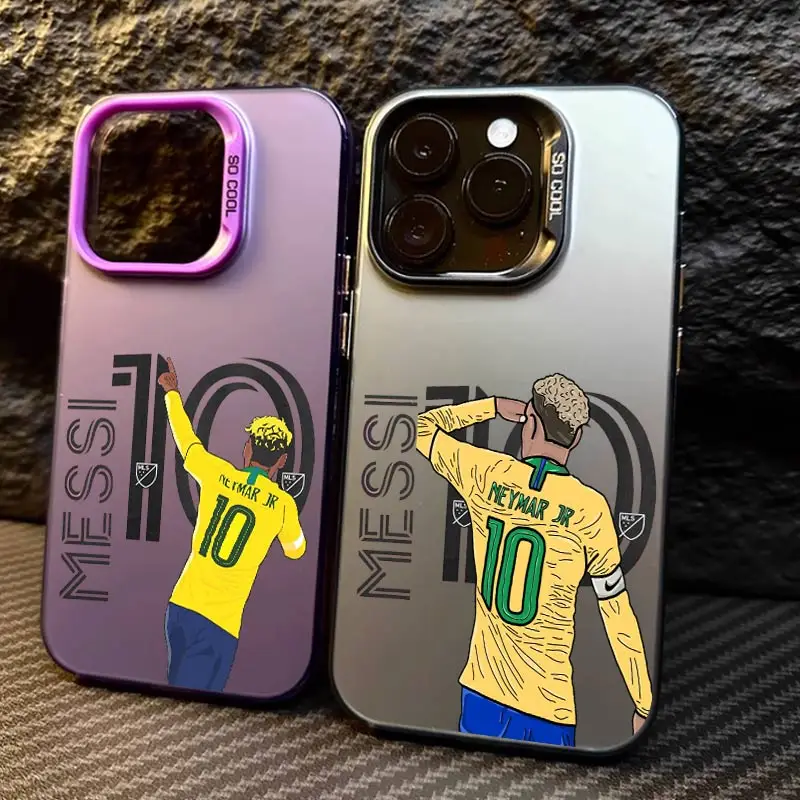 messi football player For Apple iPhone 15 14 13 12 11 Plus Pro XR XS X Max Colorful Silver Phone Case