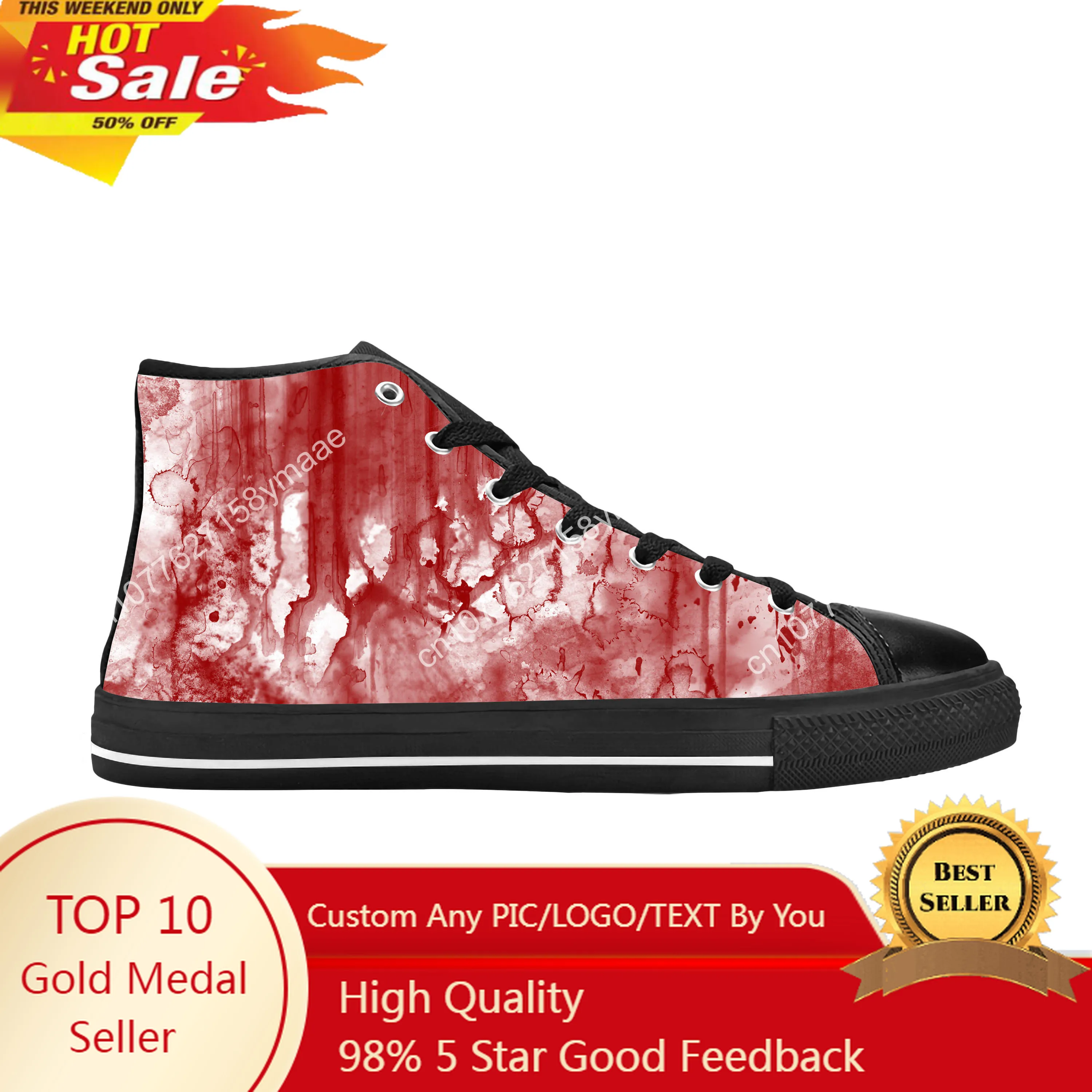 

Blood Bloody Pattern Horror Halloween Goth Gothic Casual Cloth Shoes High Top Comfortable Breathable 3D Print Men Women Sneakers