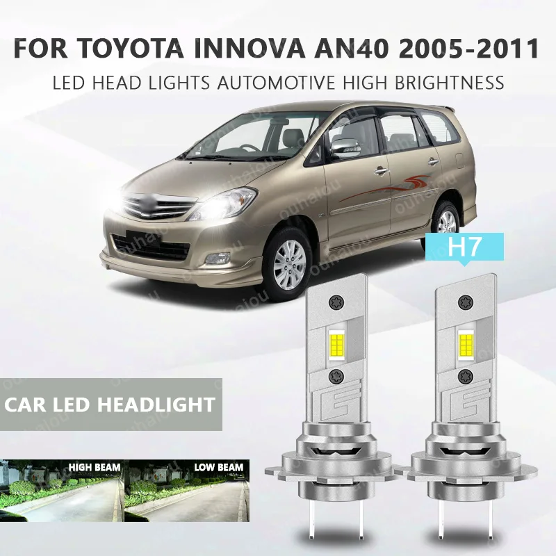 

2Pcs H7 LED Headlight LED Lights Head Lamp for Car LED Headlight Bulb with heat sink For TOYOTA INNOVA An40-2005-2011