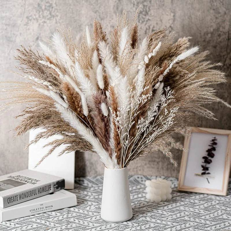 

Fluffy Pampas Dried Flowers Bouquet Artificial Pampas Grass Christmas Home Party Decoration Boho Wedding Arch Flower Arrangement