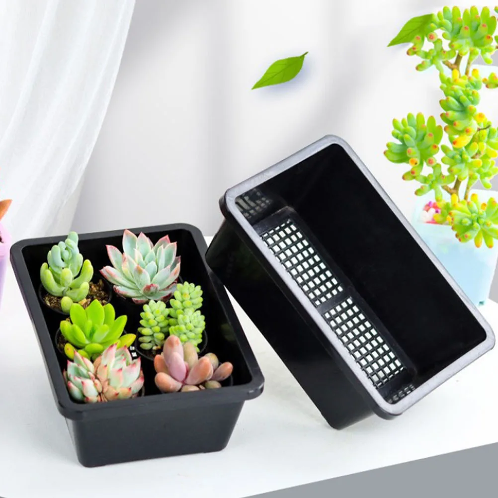 

5 pcs Plastic Planter Container Nursery Tray Black Garden Tool Seedling Growing Ventilated Durable Planting Container