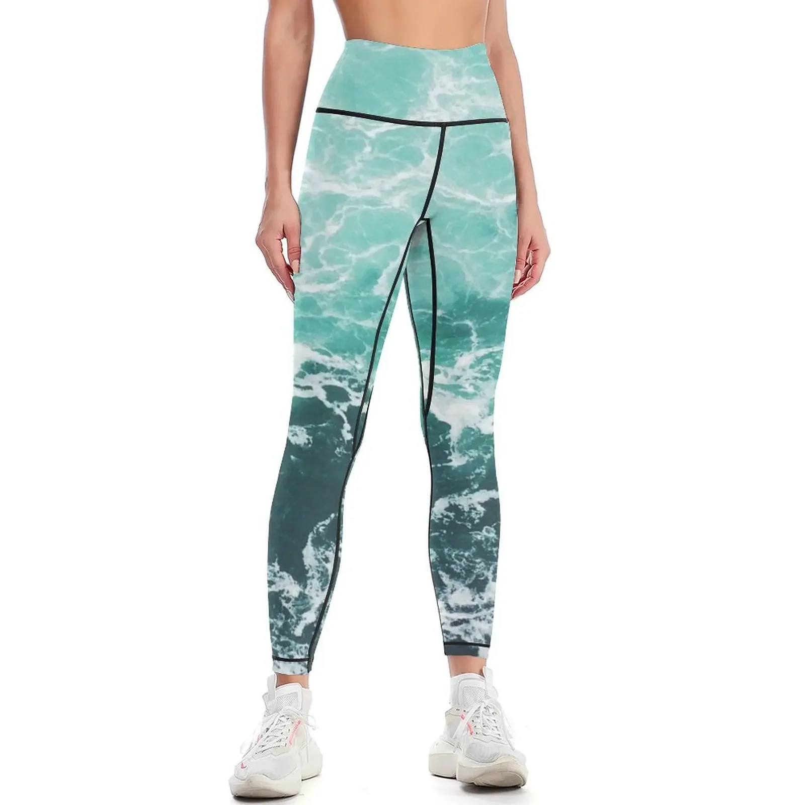 

Blue Ocean Summer Beach Waves Leggings gym pants legings for fitness Womens Leggings