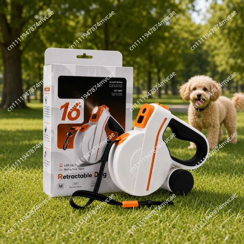 dog rope with light, leash, pet dog, automatic telescopic retractor, pet supplies, dog walking rope