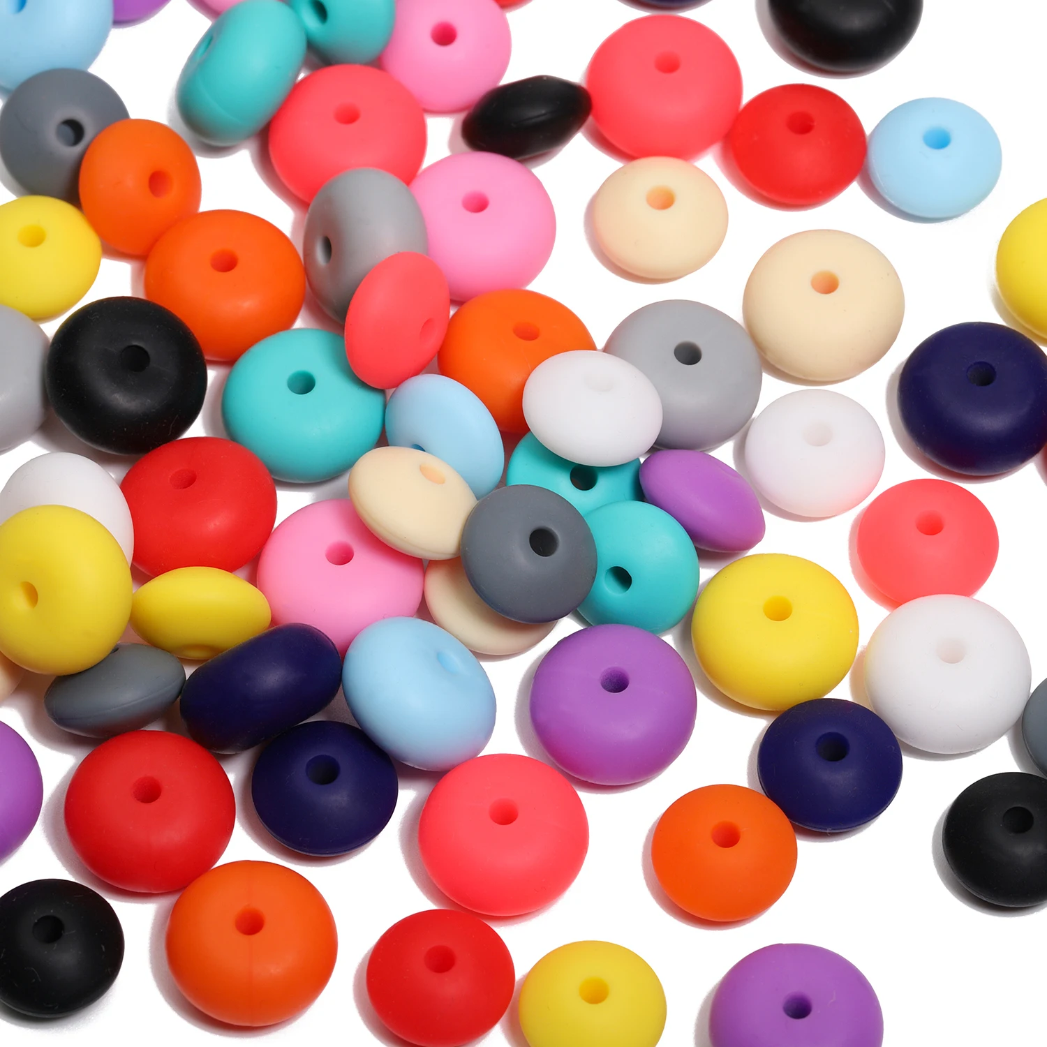 12/14mm 30pcs Colorful Abacus Silicone Beads Loose Spacer Beads for Jewelry Making DIY Fashion Bracelet Necklace Supplies Craft