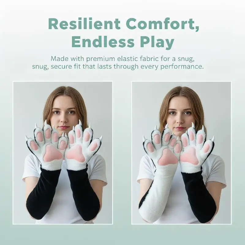 Fursuit Tierklauen-Handschuhe: Elastische Fünf-Finger-Requisiten – Lockere Cosplay-Accessoires für Performance & Charakter-Rollenspiele – Detail 5