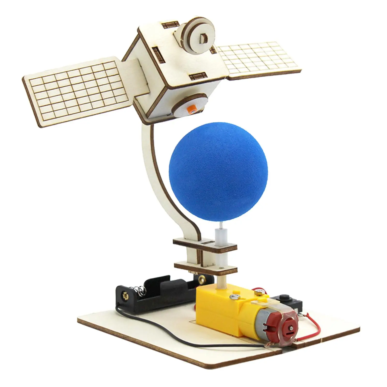 Wooden Satellite Science Experiment Set Handmade Building Kits Physical Experiment for Children Gift Teens School Boys and Girls