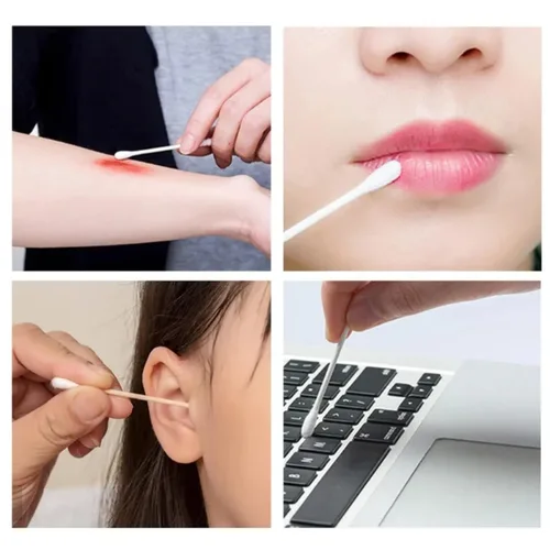 Imagen 2 del producto 100/300/500/1000 Uds hisopo de algodón de doble cabeza maquillaje de mujer punta de bastoncillos de algodón para palos de madera limpieza de nariz y oídos herramientas de cuidado de la salud