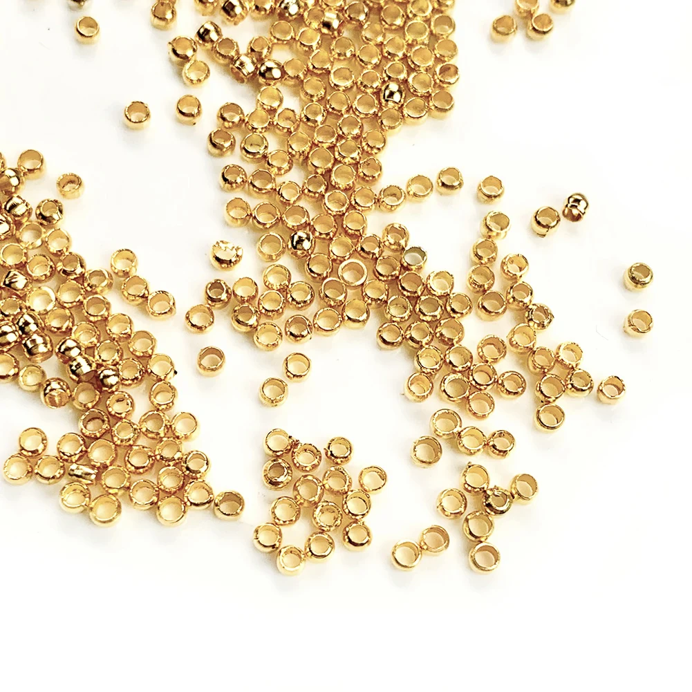 2mm Gold Color Crimp End Beads Stopper Ball Spacer DIY Necklace Bracelet Earrings Jewelry Making Finding Accessory Wholesale