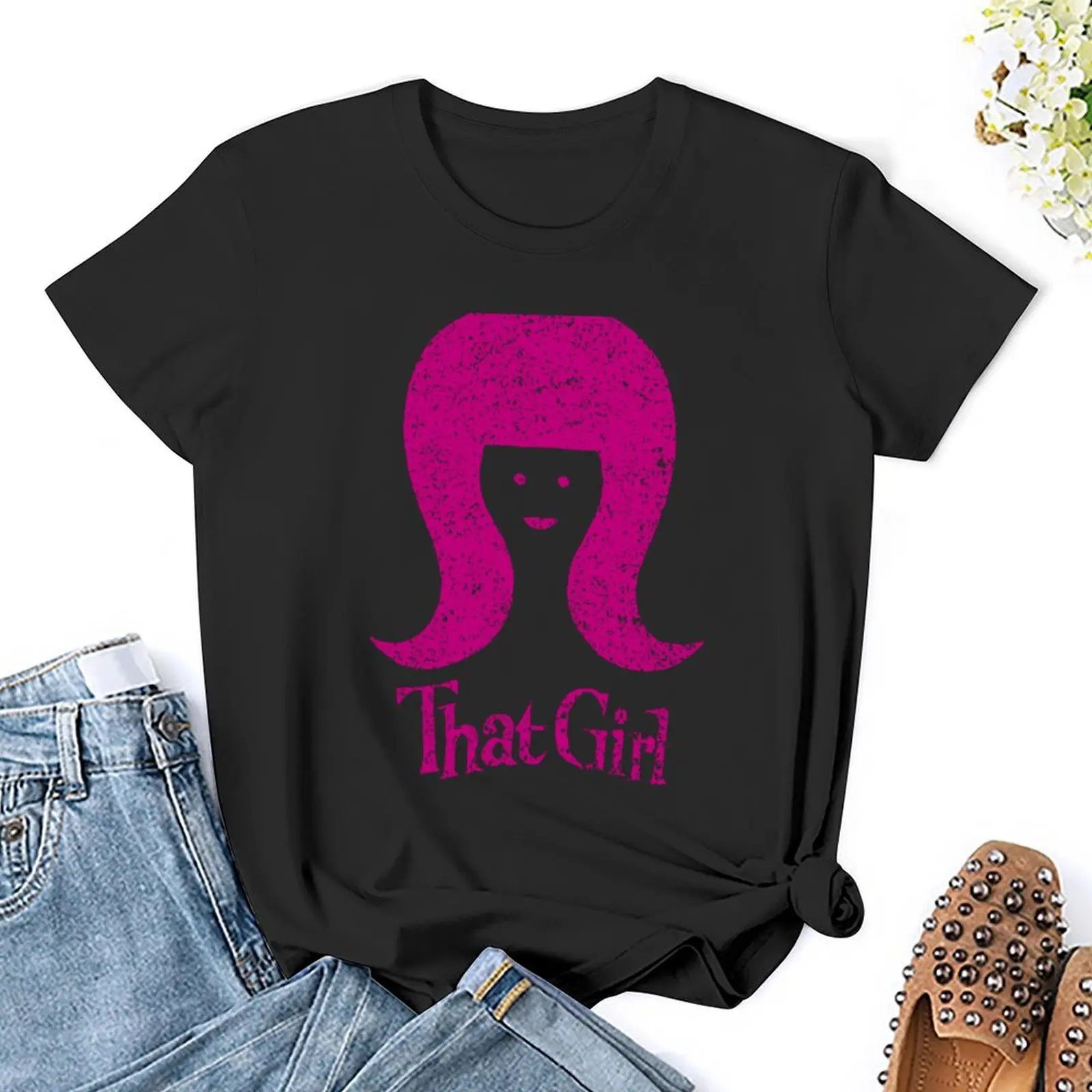 Camiseta de manga curta feminina, tops de verão, camiseta, essa garota