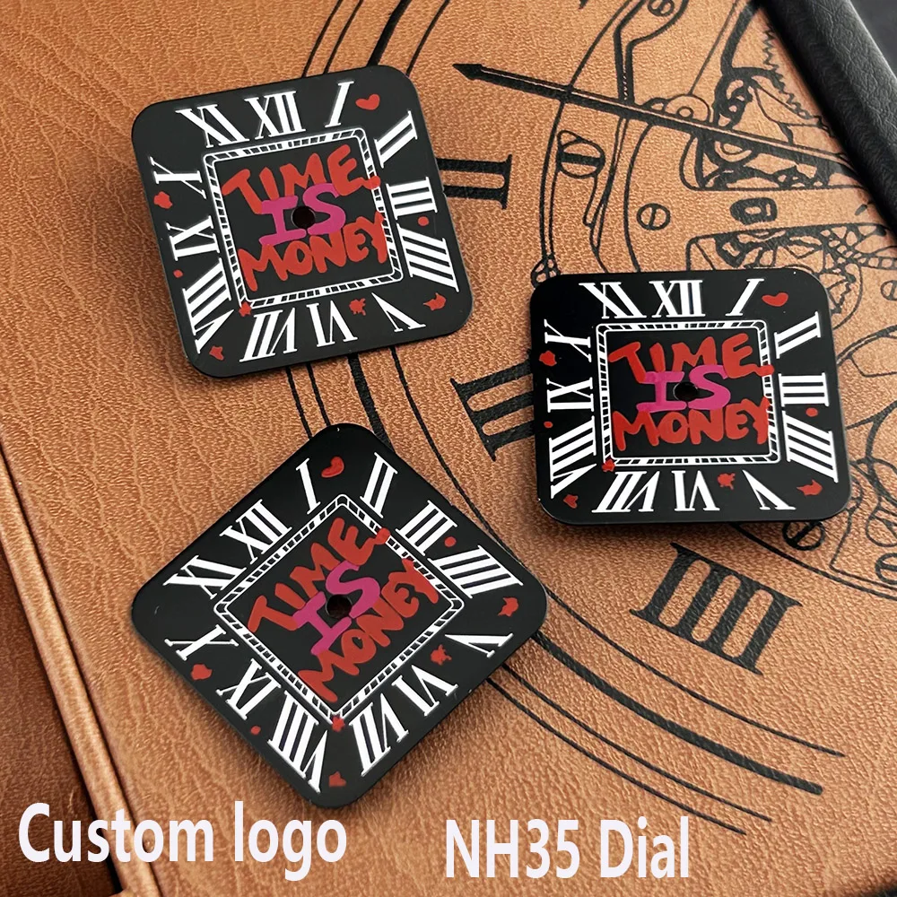 NH35 dial customize dial men's watch dial Roman numerals dial Square dial  NH35 movement watch accessories