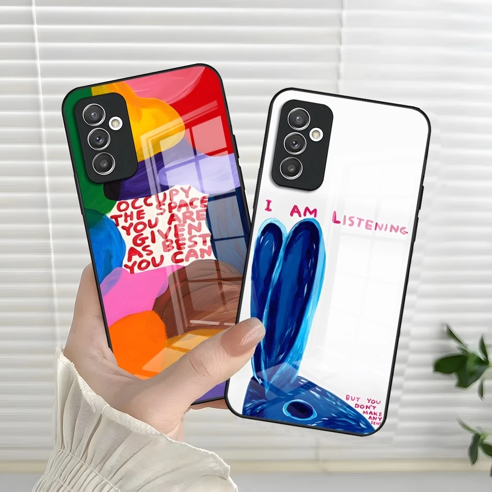 David Shrigley Color Graffiti Phone Case for S24 Ultra Samsung S23 S22 S20 Fe S21 Plus Galaxy A54 A34 A24 53 Note 20 Glass Cover