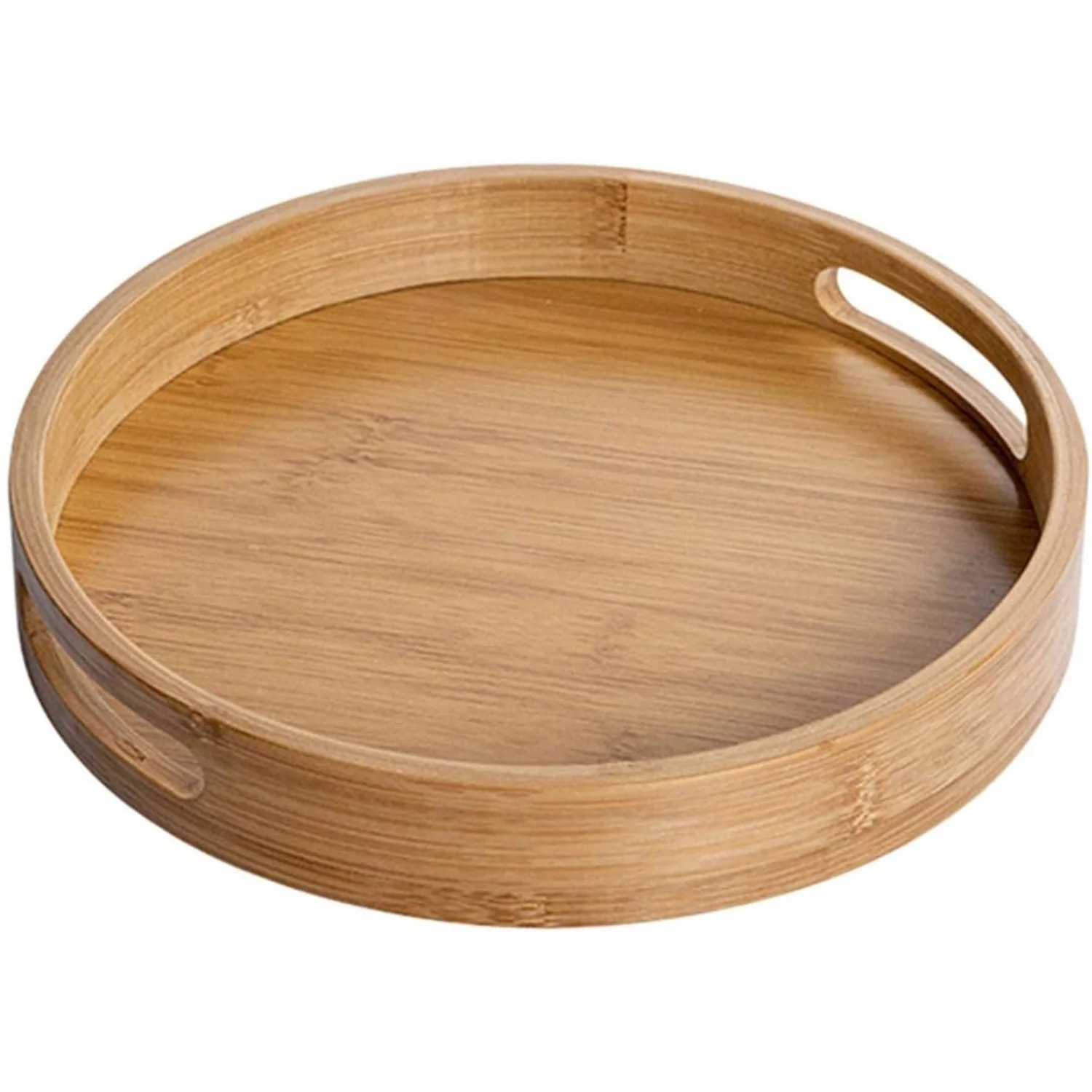 Bamboo Wood Round Tray w/Handles, Tea & Coffee Table Decorative Serving Tray Food  Platters for Serving Beverages & Food on  Liv