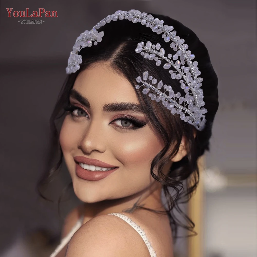 YouLaPan HP382 Accessori per capelli da sposa in cristallo per la sposa Fascia per capelli Pezzi per capelli da sposa Fasce per capelli Festa di nozze Donna Tiara