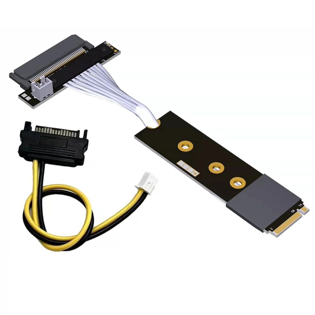 PCIe 5.0 x4 M.2 NVMe to U.2 SFF‑8639 Adapter Cable 128Gbps High‑Temp ‑40‑105℃ With SATA Power Cable For Server Industrial Test