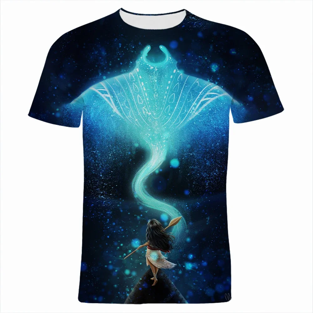 2024 Disney Summer Movie Men\'s 3D Print T-shirts Moana Boy Girl Kids Cartoon T Shirt Short Sleeve Women Tee Tops